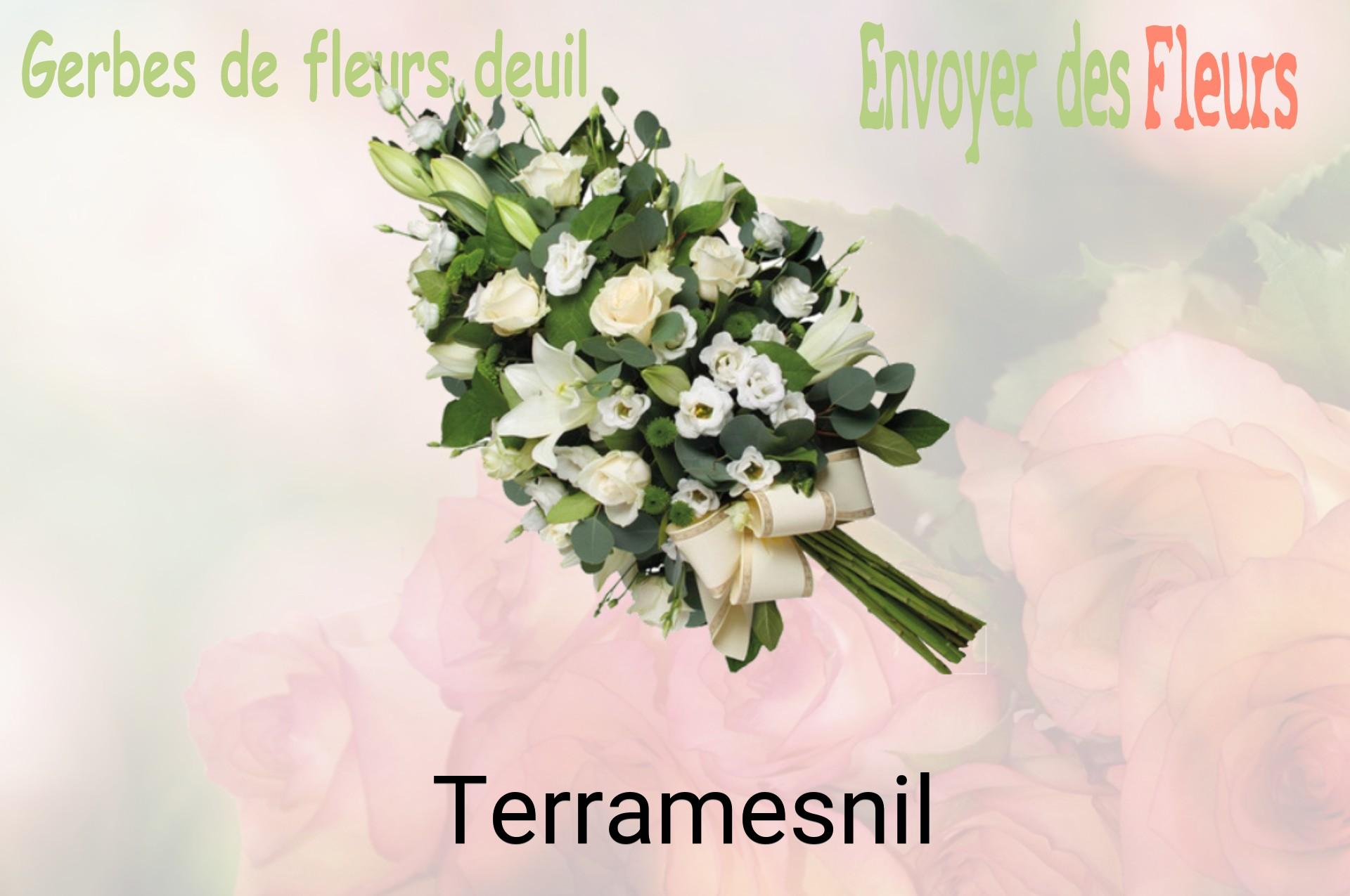Gerbe de fleurs de deuil livrée à Terramesnil